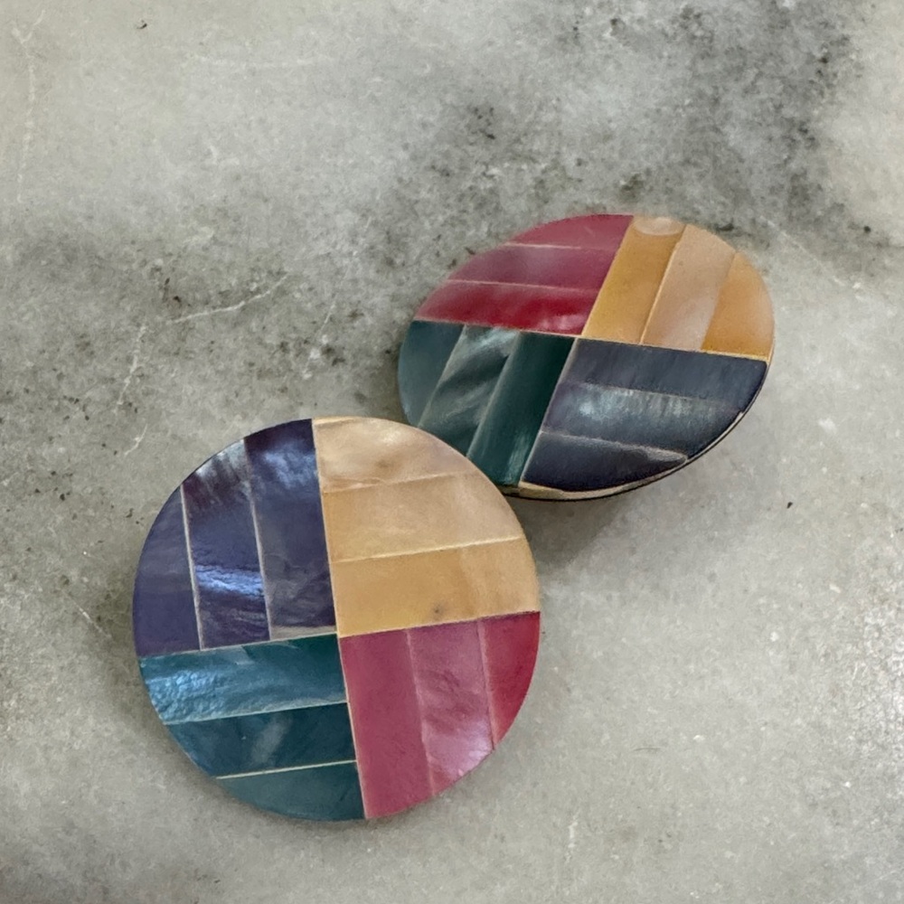 Vintage mother of pearl clip on earrings